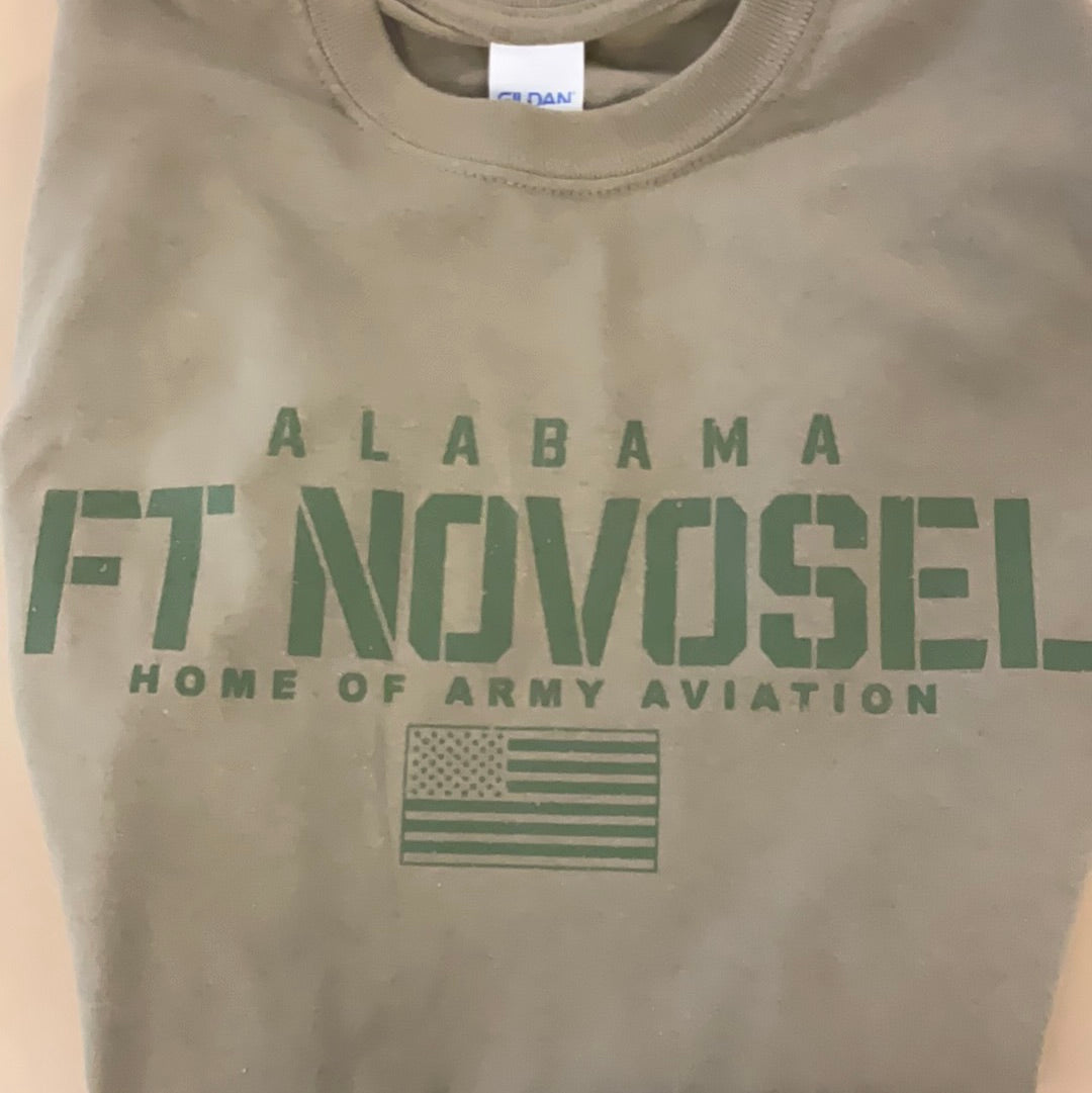 AH-64 Apache w/flag T-Shirt Fort Novosel