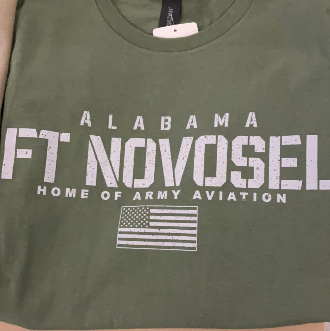 AH-64 Apache w/flag T-Shirt Fort Novosel