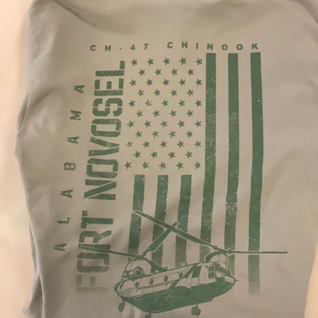 CH-47 Chinook w/flag  T-Shirt Ft Novosel