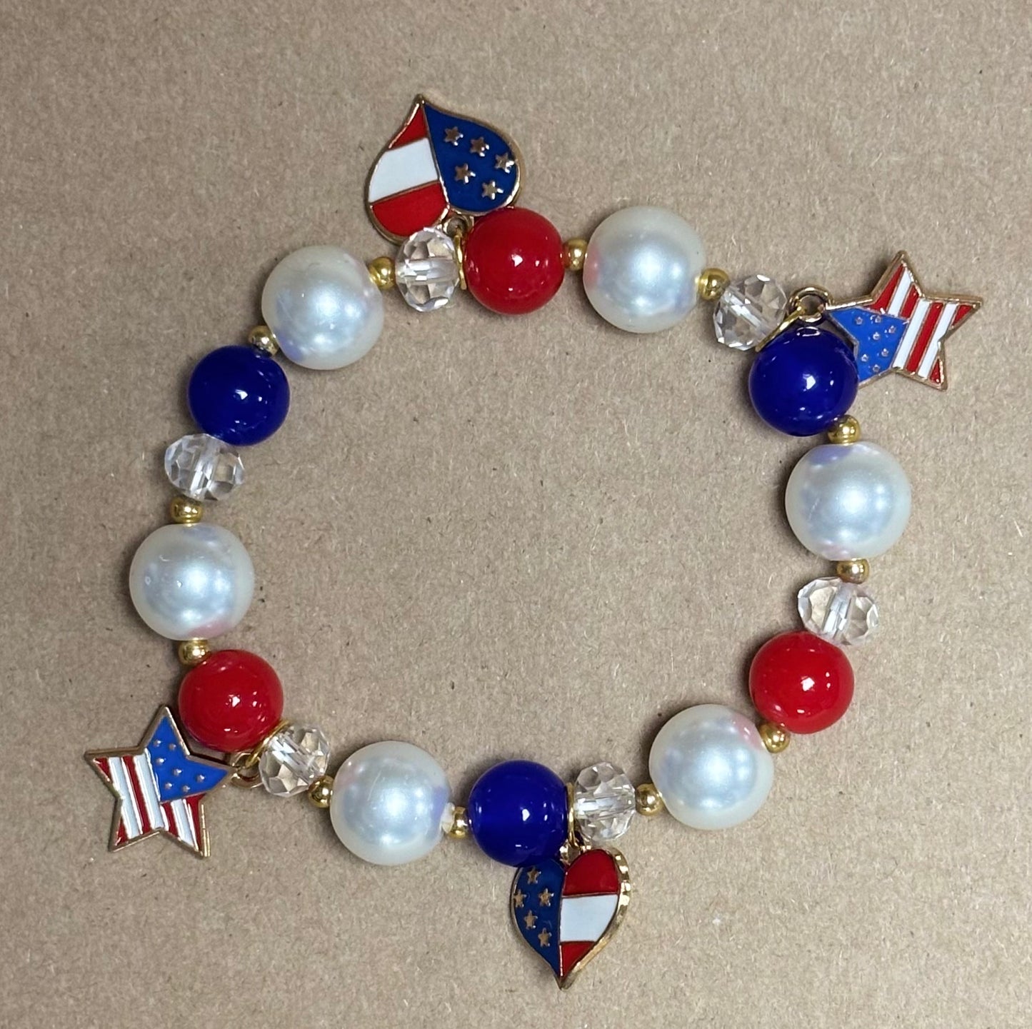 American Heart Charm Stretch Bracelet