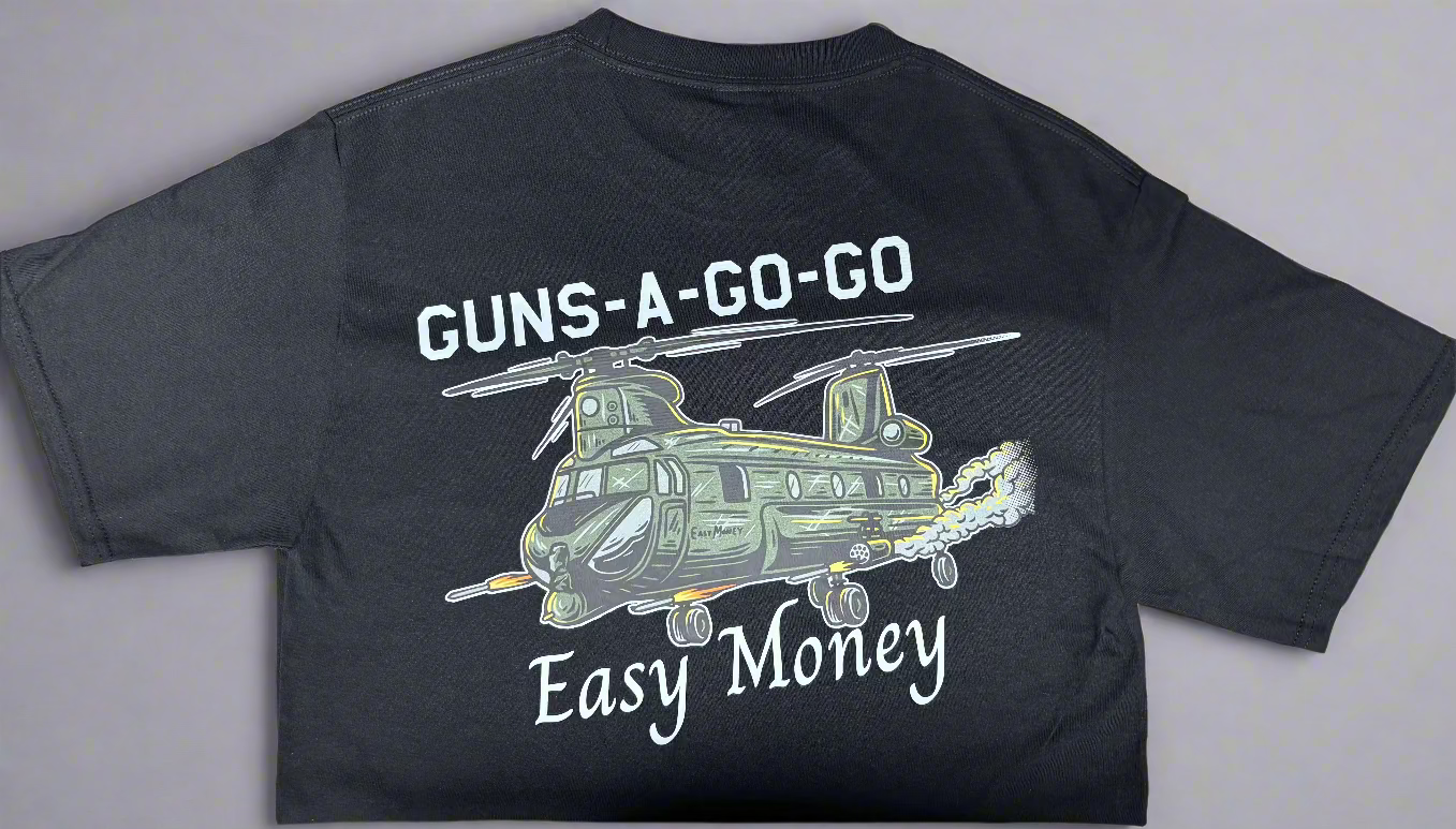 Adult T-Shirt with Guns A Go-Go Easy Money