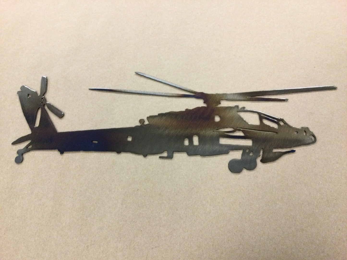 AH-64 Apache Helicopter Silhouette - cut steel wall art
