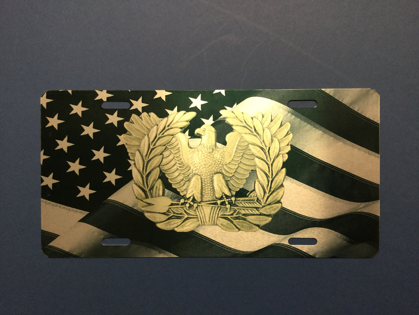 Warrant Officer Insignia on Flag License Plate-subdued