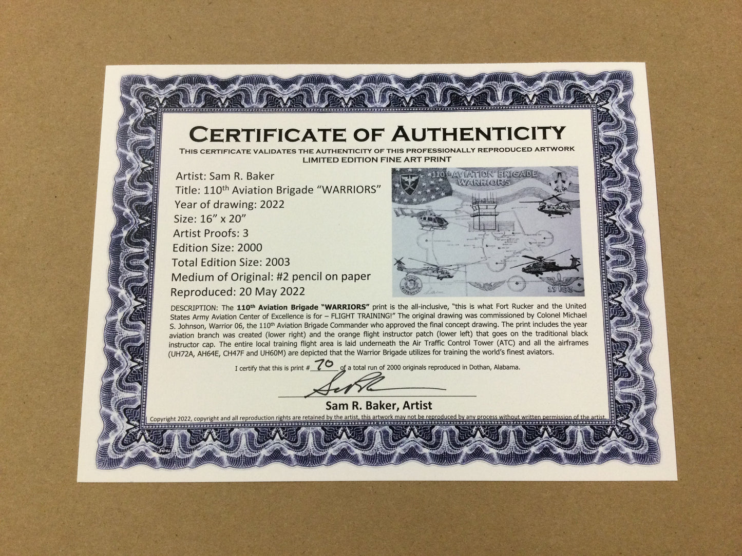 110th Aviation Brigade Warriors Print by Sam Baker