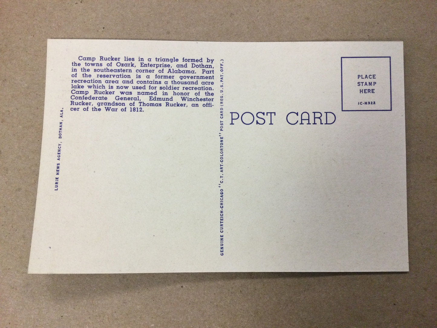 VINTAGE - Post Card - Camp Headquarters, Camp Rucker, Alabama