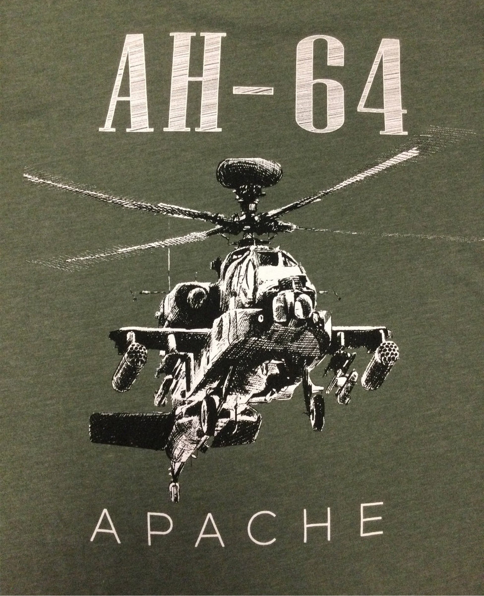 AH-64 Apache Helicopter Sketch2 T-Shirt – Aviation Museum Gift Shop