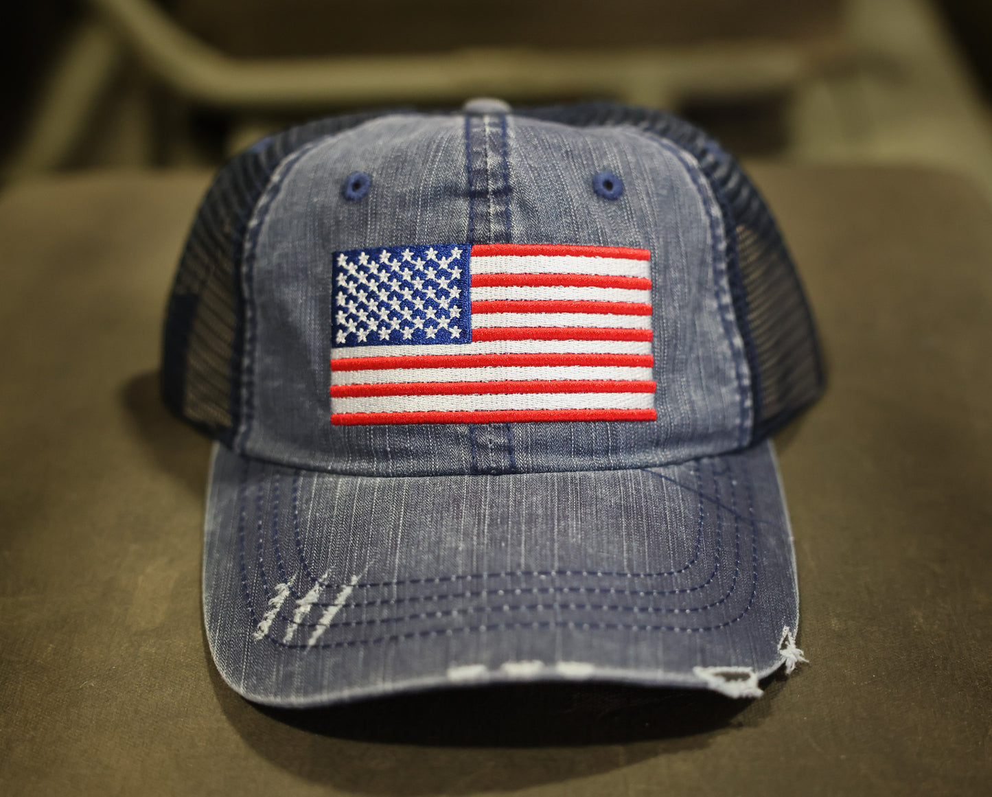 
                  
                    Red, White, Blue Flag Blue Mesh Ball Cap
                  
                