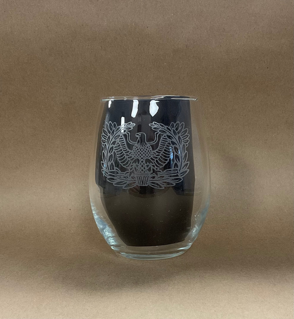 Stemless Glass engraved with Warrant Officer Crest