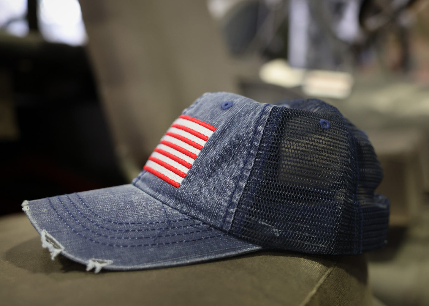 
                  
                    Red, White, Blue Flag Blue Mesh Ball Cap
                  
                