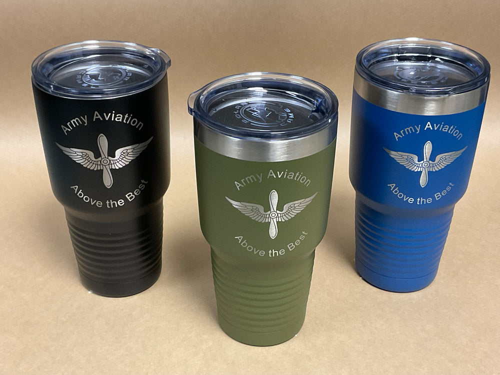 30oz Double Insulated Tumbler with  Army Aviation Insignia Laser Engraving