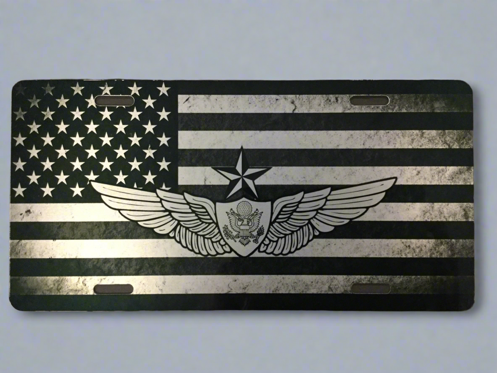 Senior Crew Wing with Flag License Plate