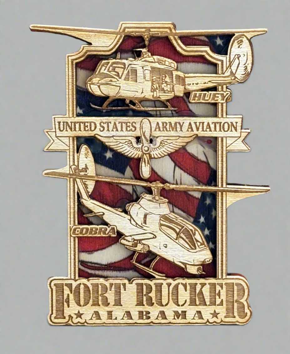 UH-1 Huey and AH-1 Cobra Wooden Magnet