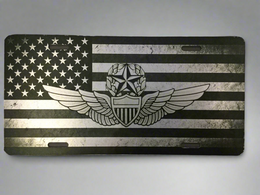 Master Pilot Wing with Flag License Plate