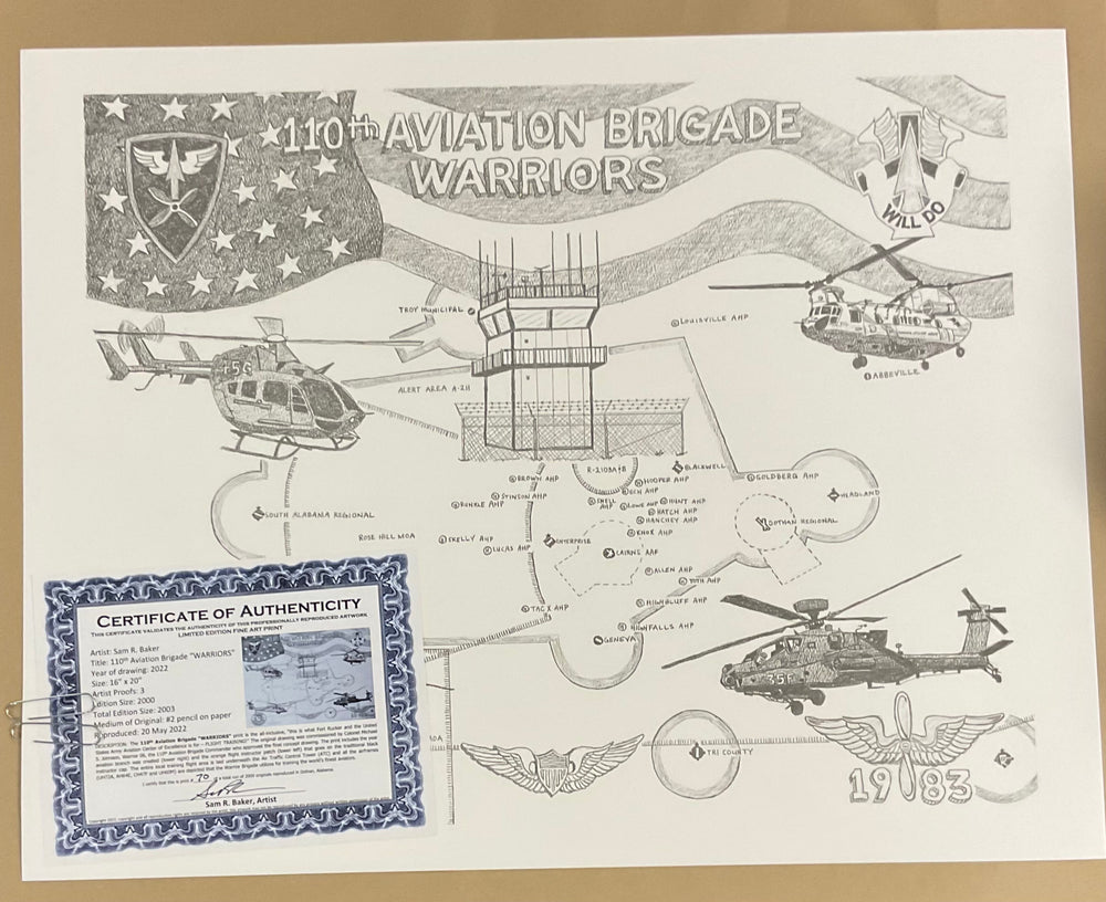 110th Aviation Brigade Warriors Print by Sam Baker, Framed