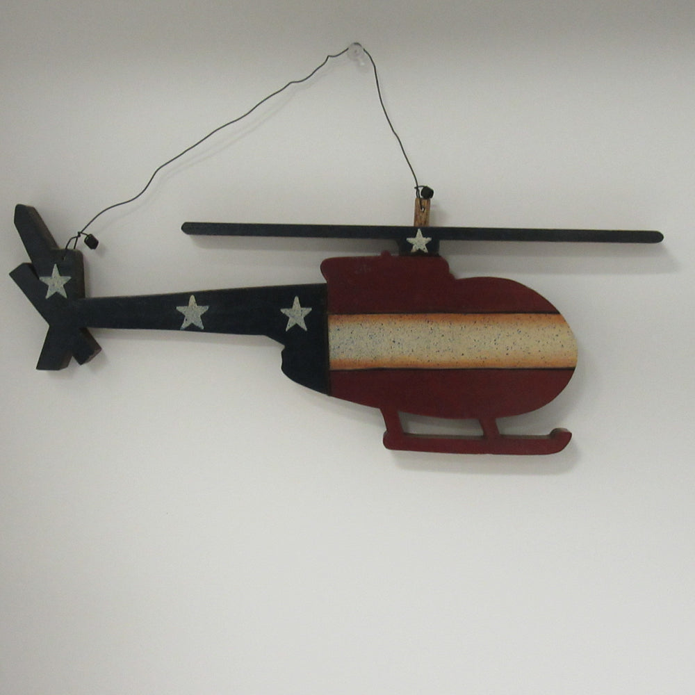 OH-6 Cayuse Americana Wooden Helicopter Wall Hanging