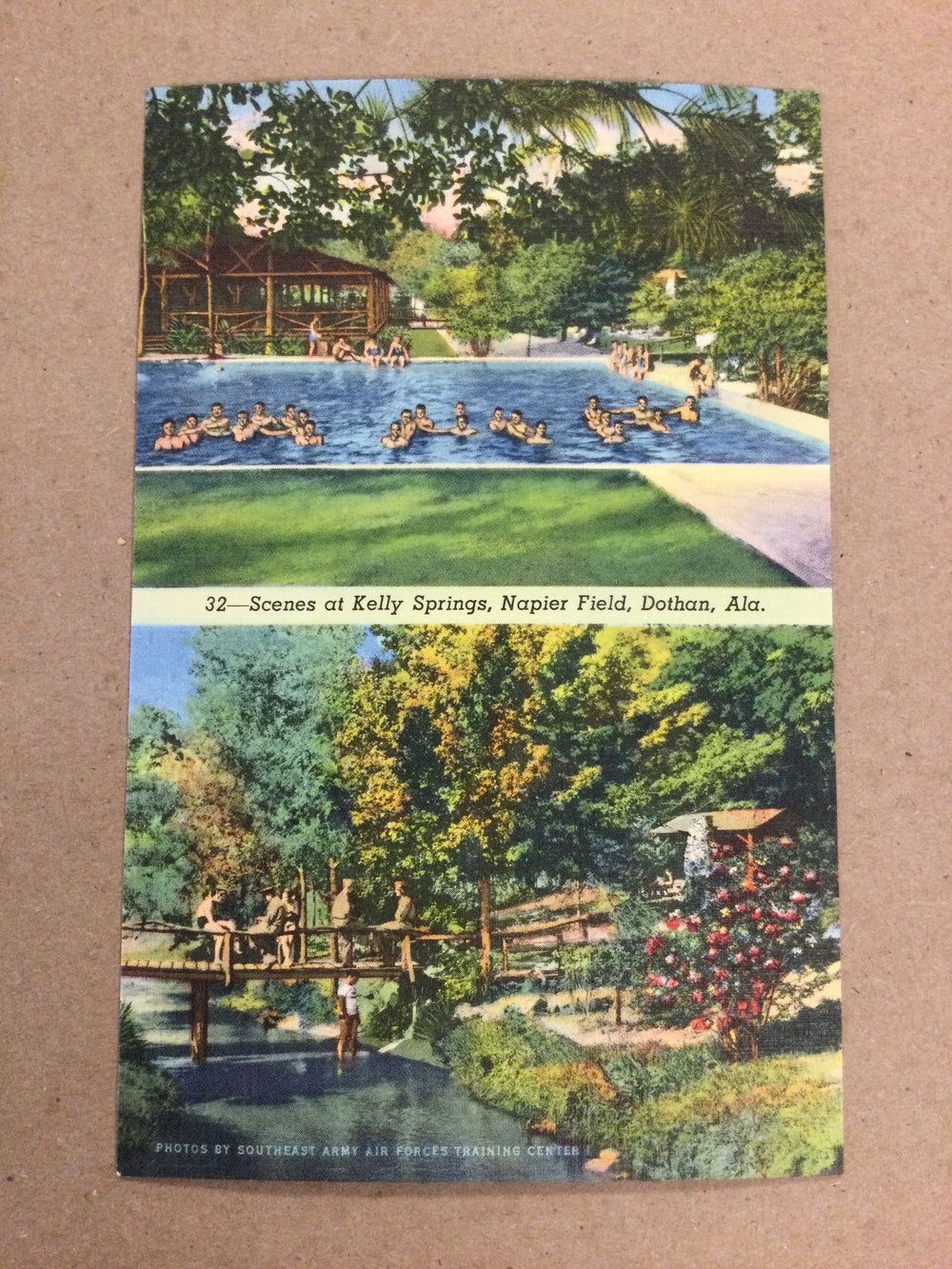 VINTAGE- Post Card - Scenes at Kelly Springs, Napier Field, Dothan, AL