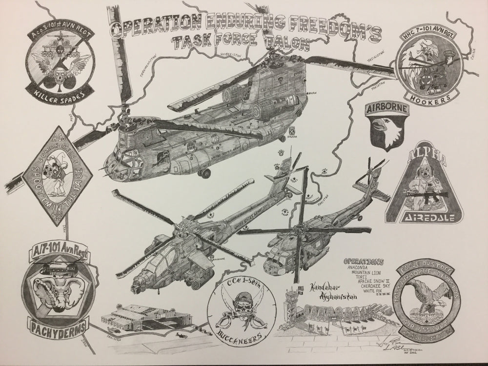 OEF Task Force Talon Print Sketched by Sam Baker