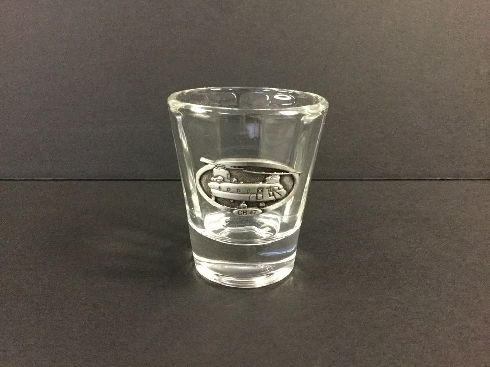 CH-47 Chinook Helicopter Pewter Emblem Shot Glass