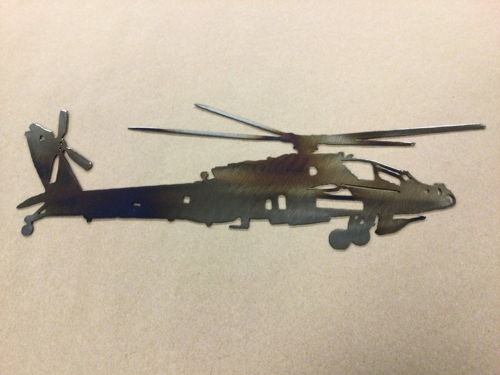 
                  
                    AH-64 Apache Helicopter Silhouette - cut steel wall art
                  
                