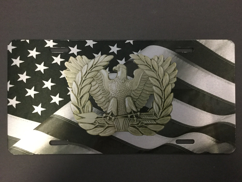Warrant Officer Insignia on Flag License Plate-subdued