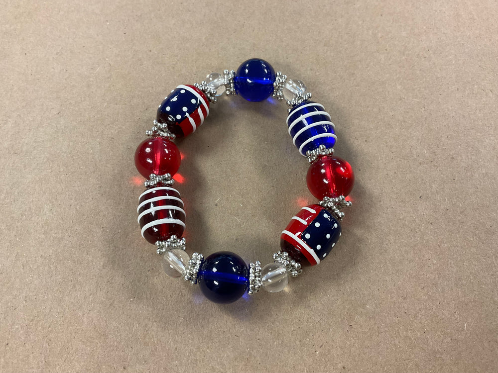 Patriotic Hand Painted Bracelet - Flag and Star