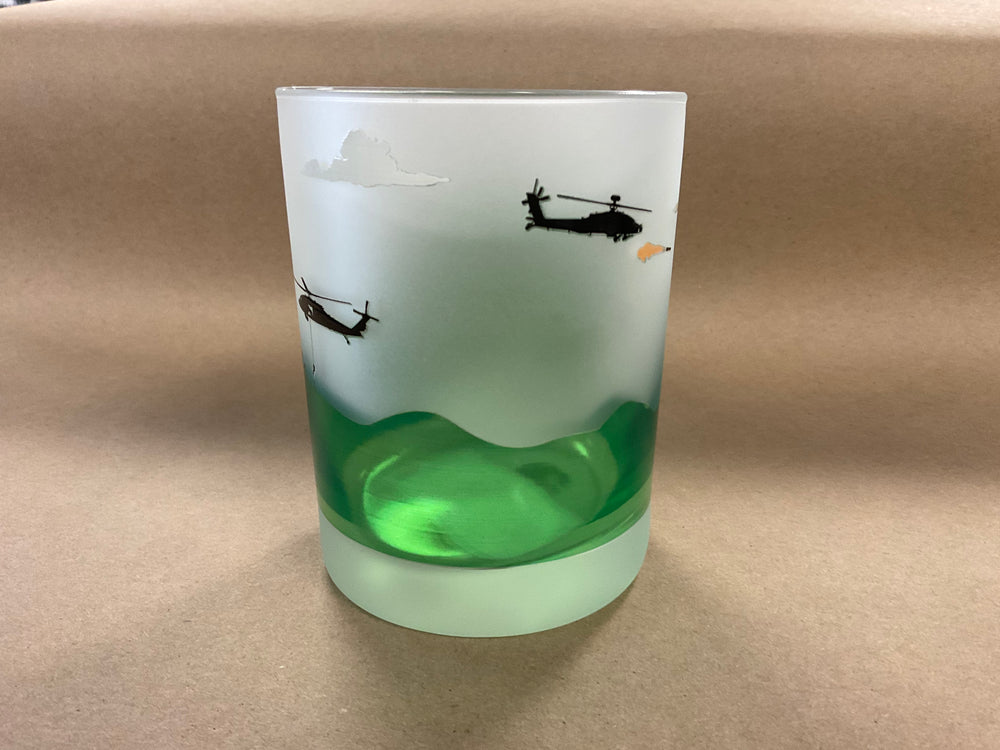 Army Aviation Rocks Glass- Colorful with Aircraft