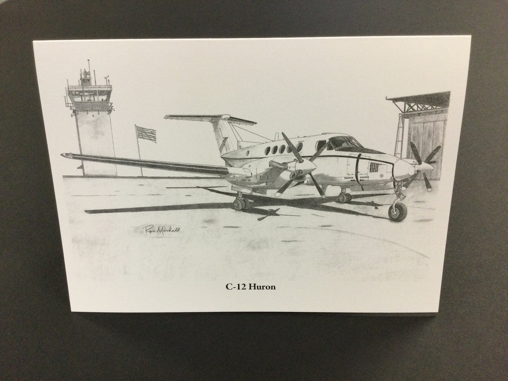 C-12 Airplane Note Card with envelope with artwork by Ron Marshall