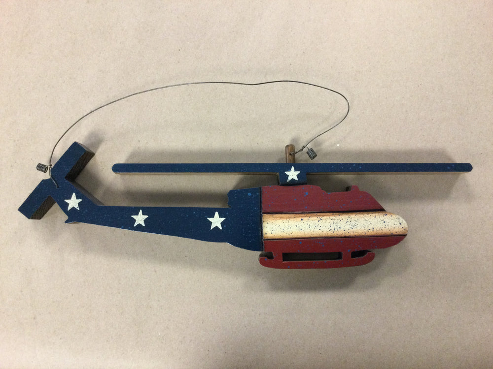 UH-1 Huey Americana Wooden Helicopter Wall Hanging