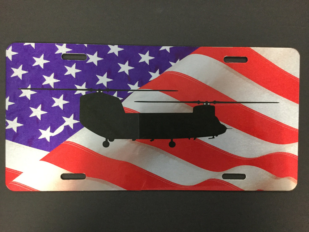 CH-47 Chinook License Plate with Flag (color)