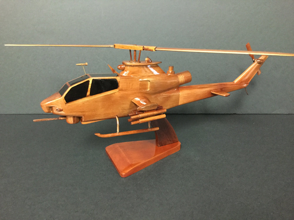 AH-1F Cobra Helicopter Mahogany Wood Model