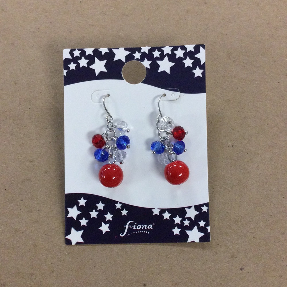 R/W/B Cluster Earrings with Painted Stars