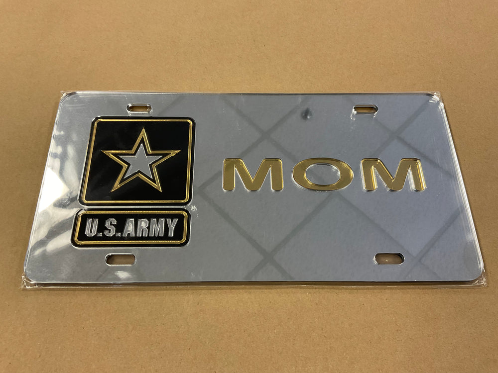 US Army Star with Mom Mirrored License Plate