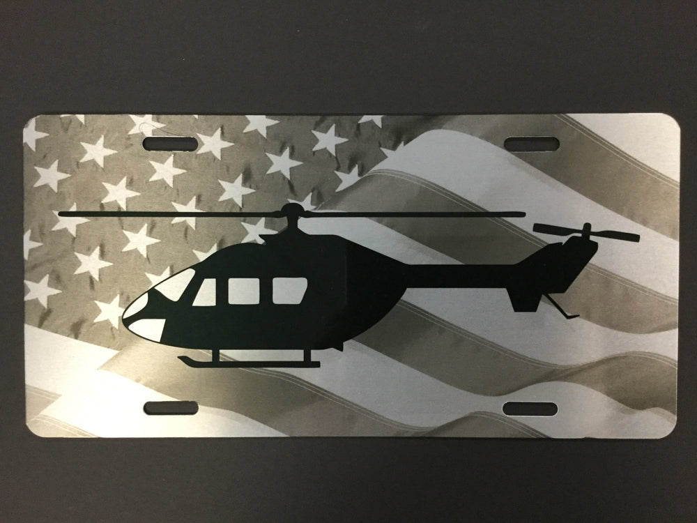 UH-72 Lakota License Plate with Flag b/w