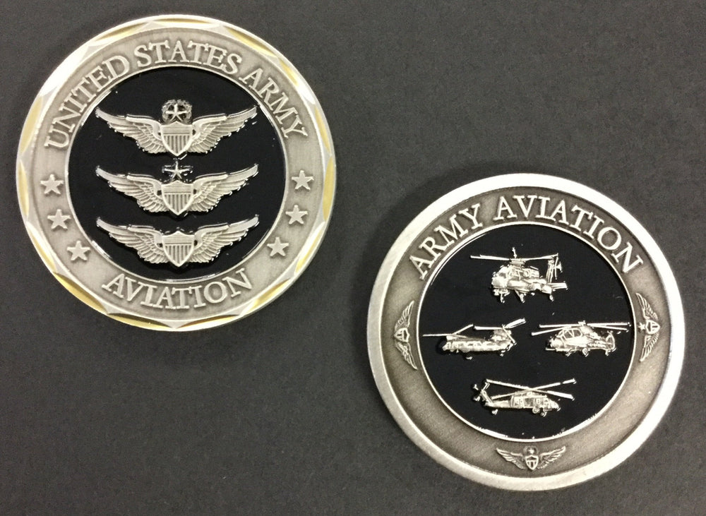 US Army Aviation Coin with Wings and Helicopters