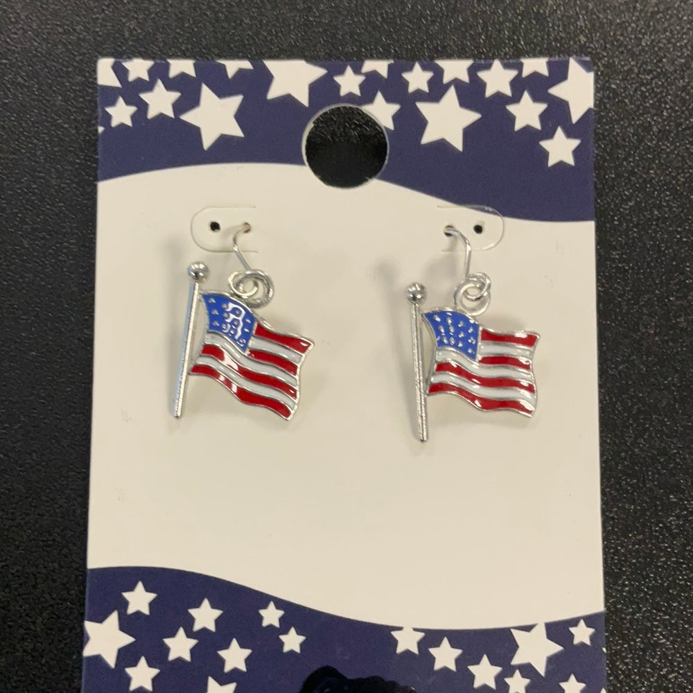 USA Waving Flag Hand Painted Earrings