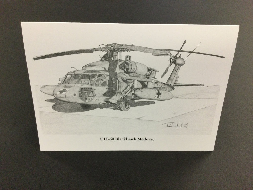 UH-60 Medevac Note Card - artwork by Ron Marshall