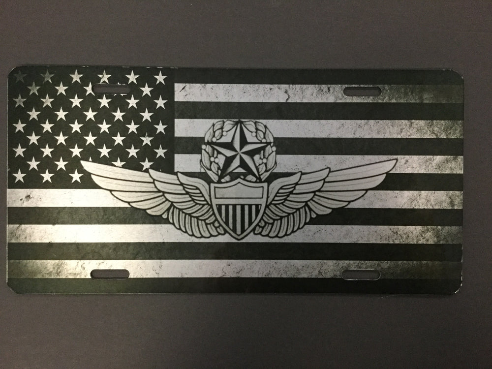 Master Pilot Wing with Flag License Plate