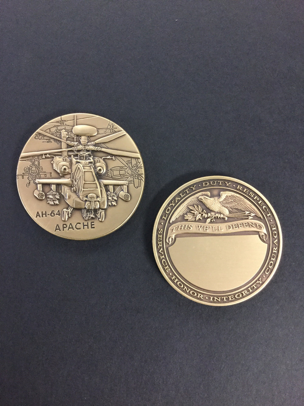 AH-64 Apache with Army Seal Coin