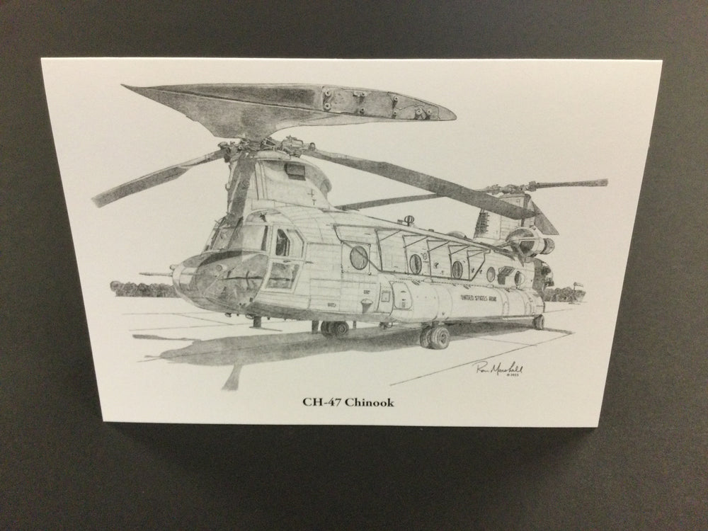 CH-47F Chinook Helicopter Note Card - Artwork by Ron Marshall