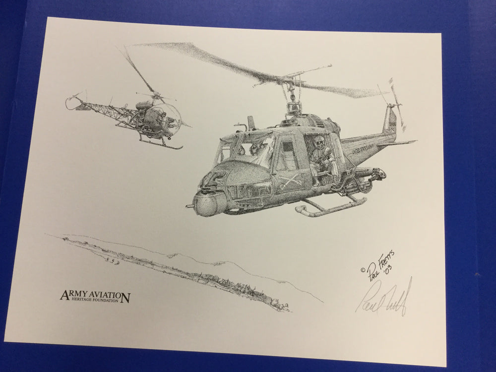 UH-1C with H-13 Sioux Print by Paul Fretts