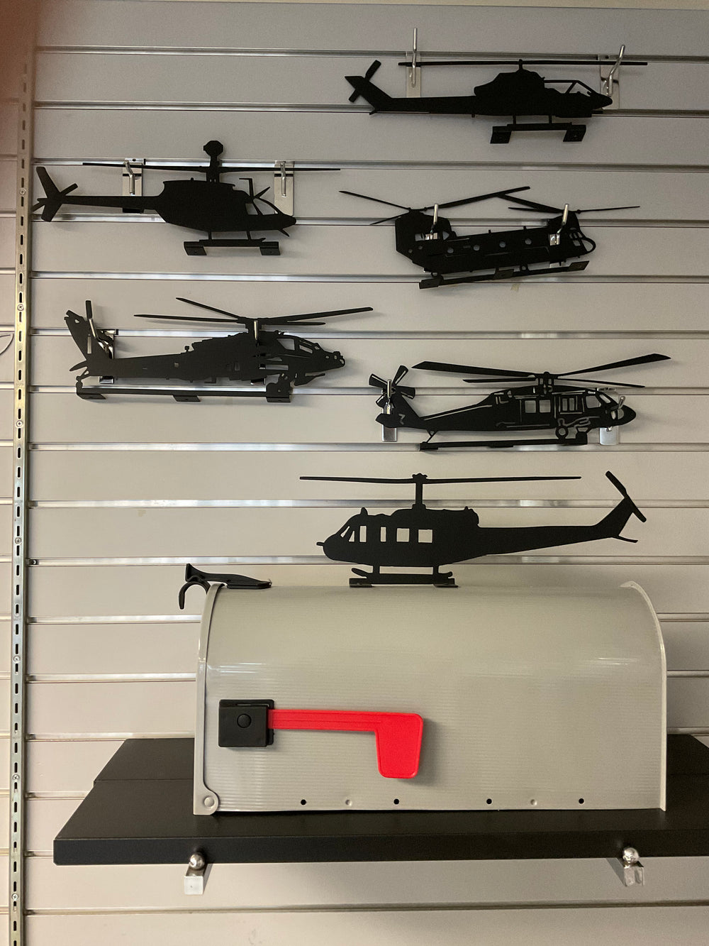 AH-1 Cobra Helicopter Silhouette Mailbox Topper - Metal