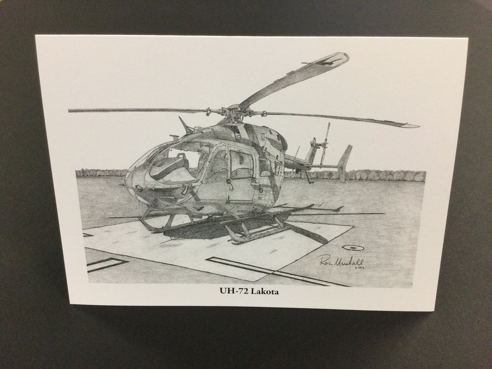 LUH-72 Lakota Helicopter Note Card - artwork by Ron Marshall