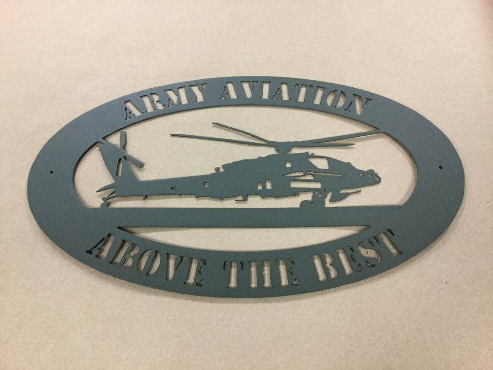 AH-64 Apache Helicopter Oval - ATB Metal Wall Art