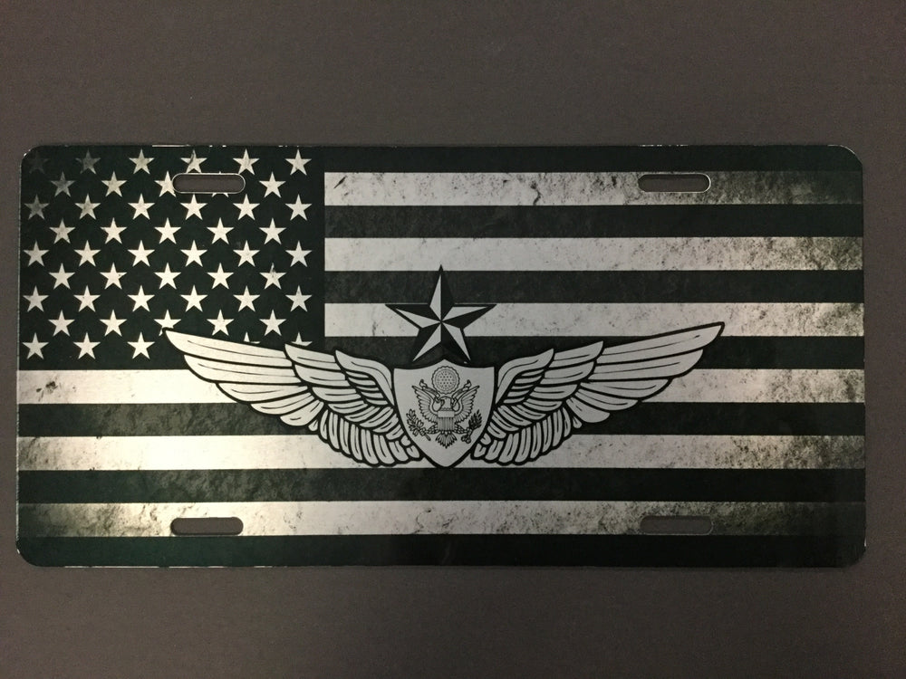 Senior Crew Wing with Flag License Plate