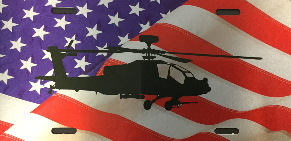 AH-64 Apache License Plate with Flag (color)
