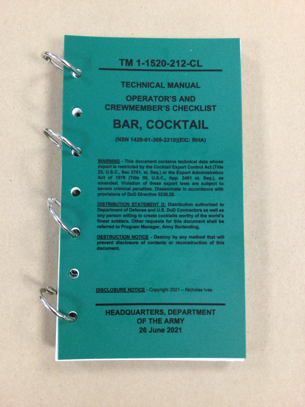 Army Cocktail Checklist