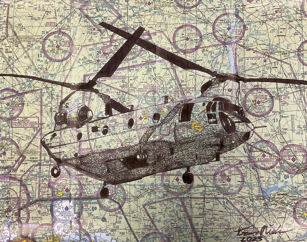 CH-47 Chinook Map Print By Trever Nielsen