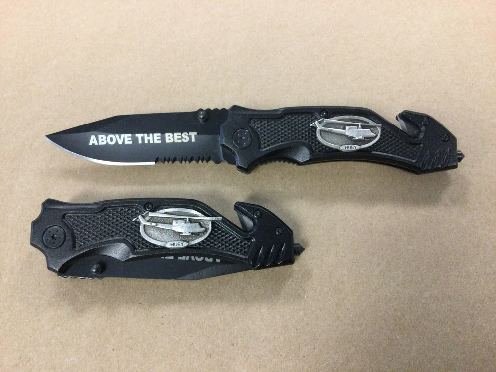 Aviation Rescue Knife with Pewter UH-1 Huey Emblem