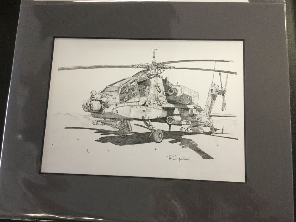 AH-64A Apache Matted Print by Ron Marshall