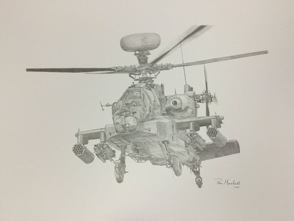 AH-64E Apache Longbow Helicopter Print by Ron Marshall